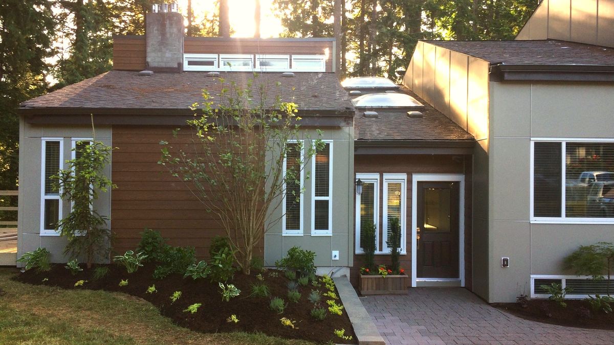 National TV Program renovation — exterior transformation at golden hour